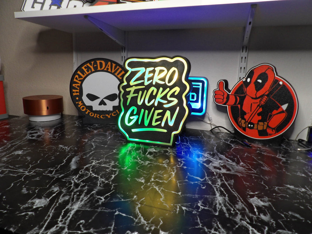 Zero Fucks Given RGB Lightbox – Color-Shifting Attitude for Any Room