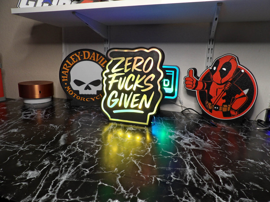 Zero Fucks Given RGB Lightbox – Color-Shifting Attitude for Any Room