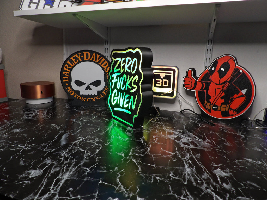 Zero Fucks Given RGB Lightbox – Color-Shifting Attitude for Any Room