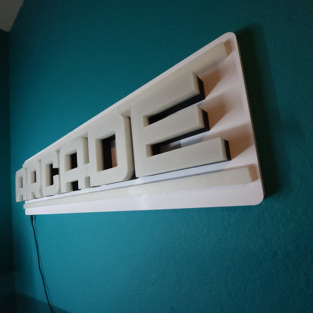 Large ARCADE RGB-IC LED Wall Sign – 34" WLED Gaming Room Light (USB-C Powered)