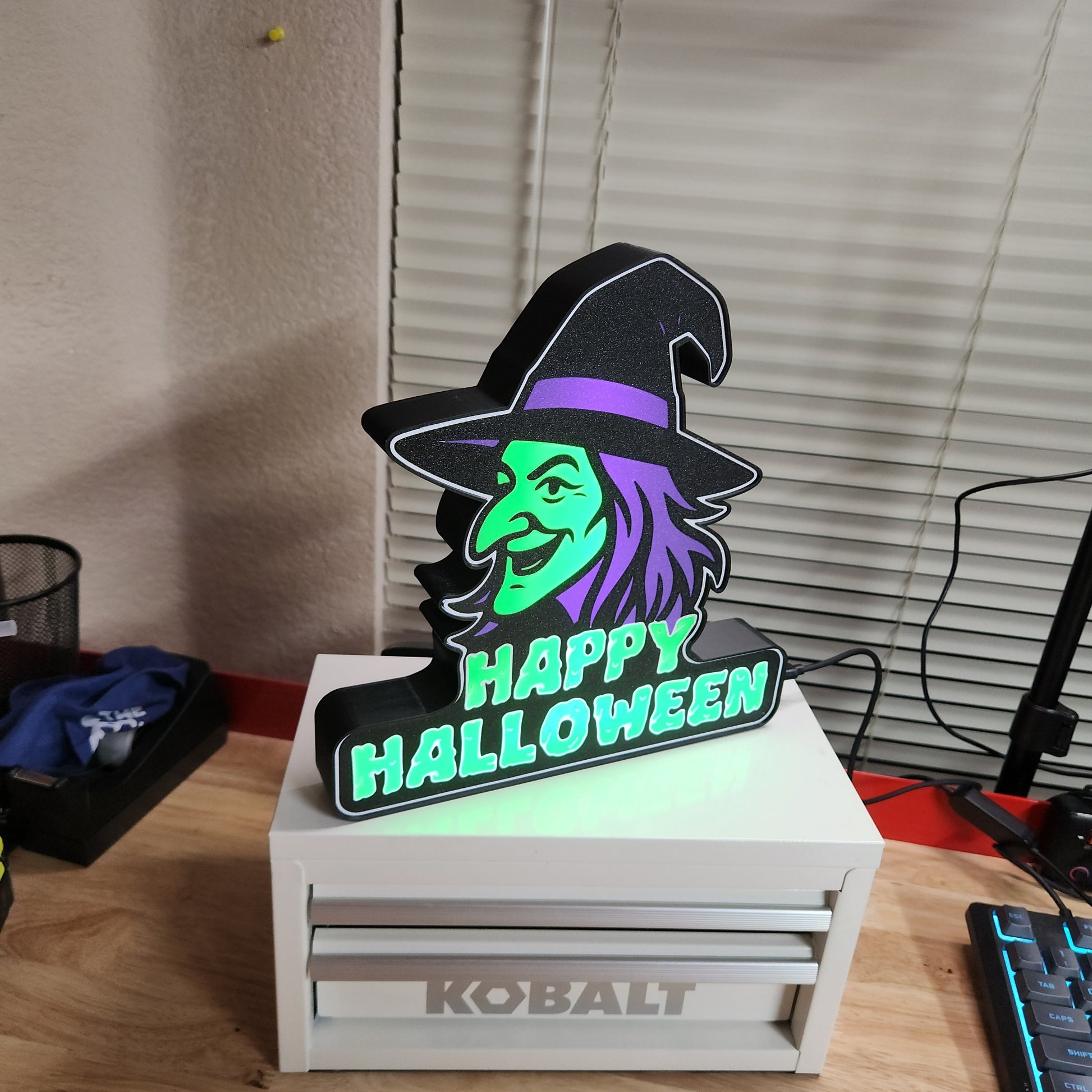 Witch Happy Halloween LED Light Sign