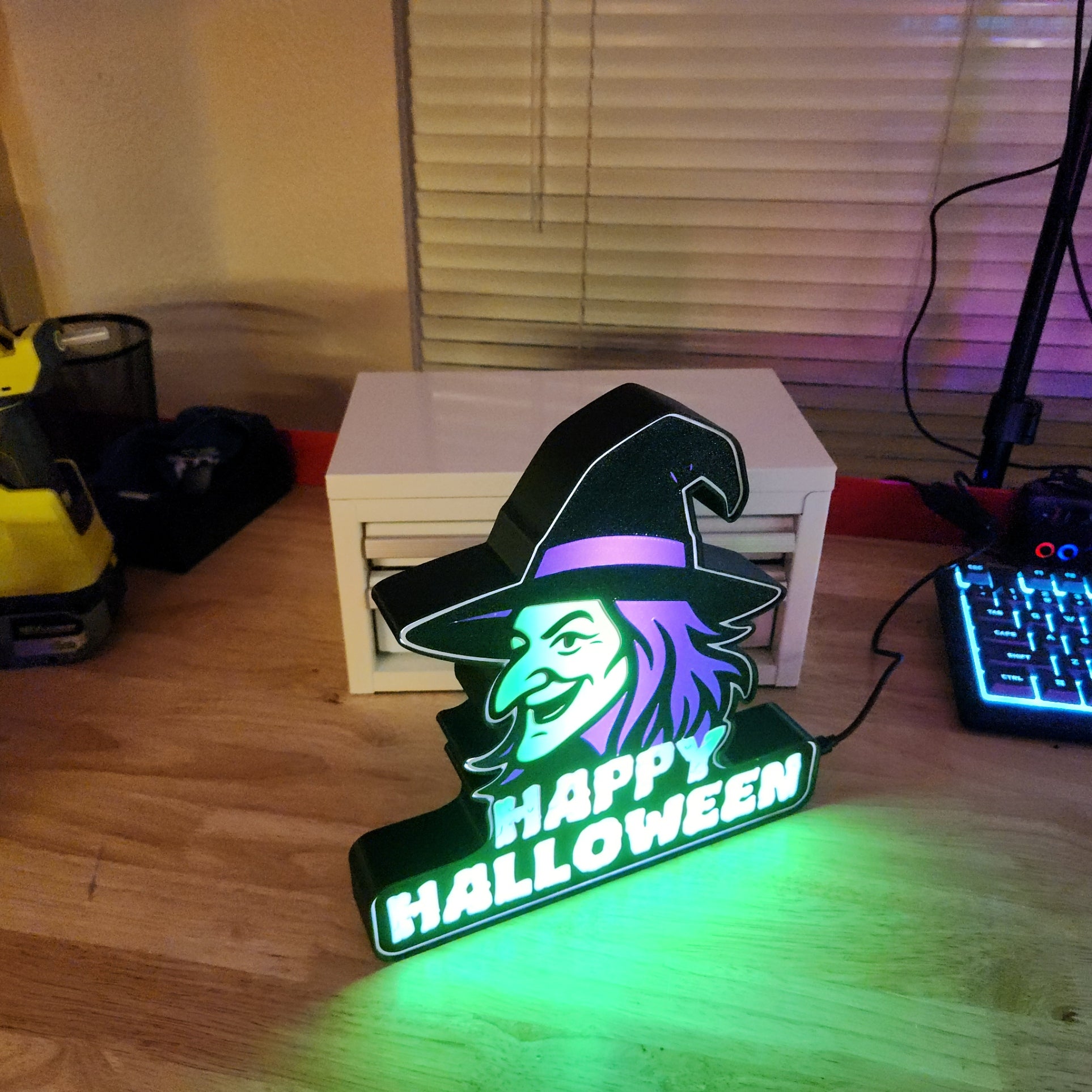 Witch Happy Halloween LED Light Sign