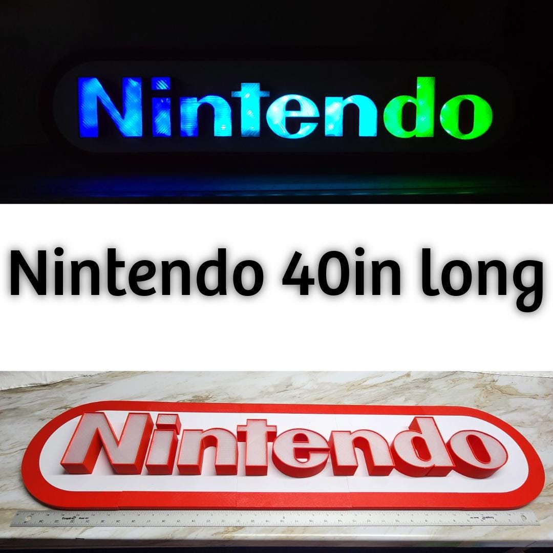 Nintendo Gaming RGB LED Wall Light: Retro Video Game Decor (40-Inch)