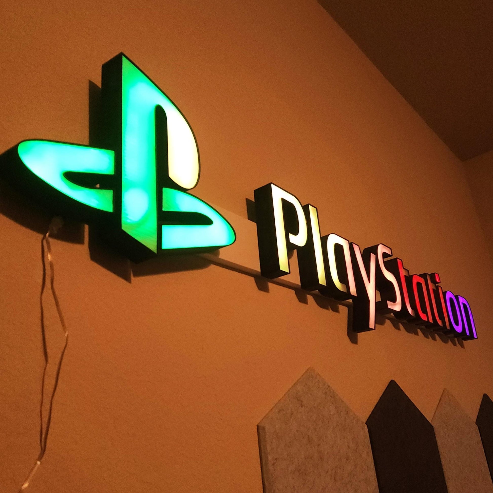PlayStation Gaming RGB Wall Light – Custom Large LED Decor for Gamers & Room Ambiance