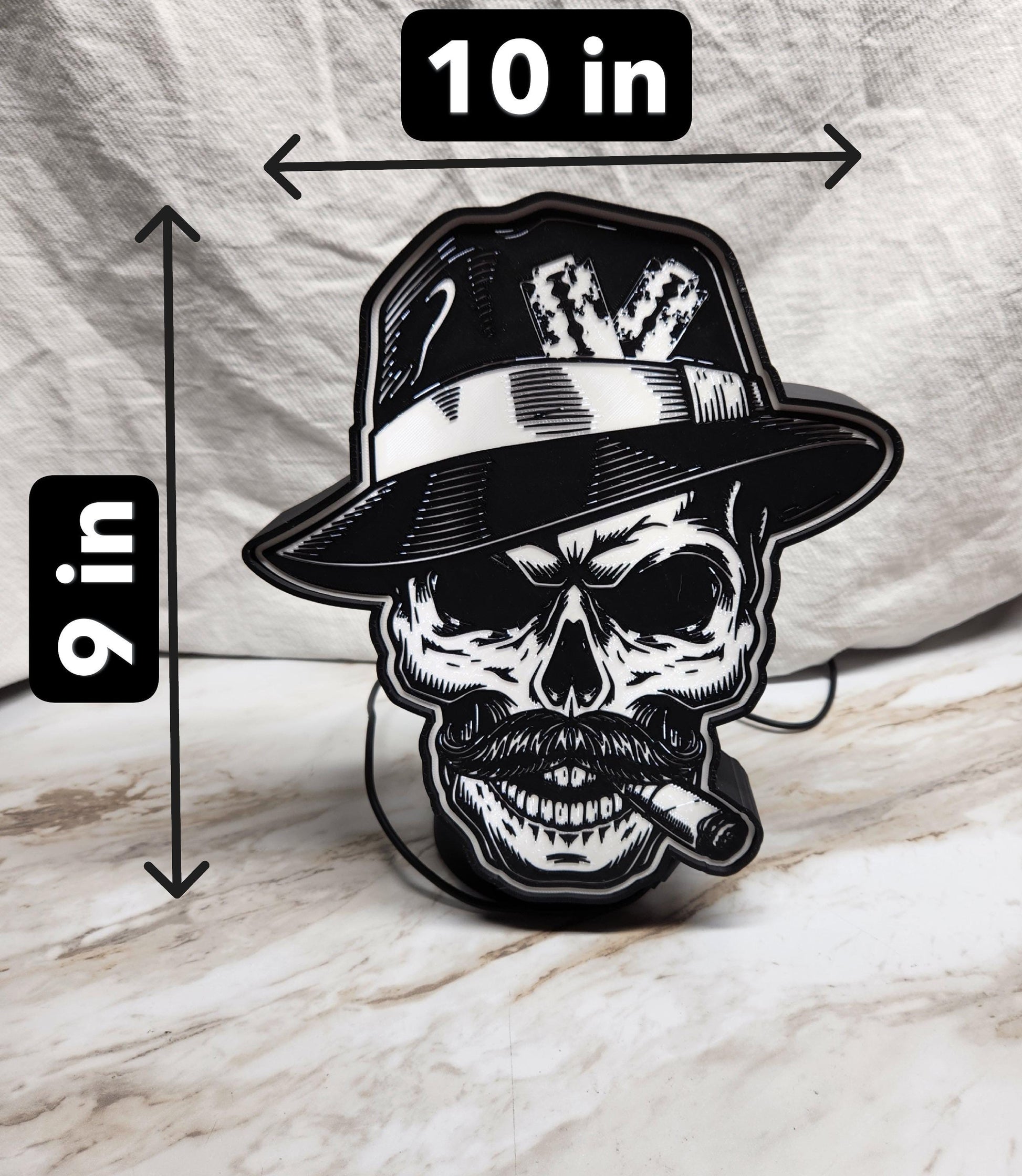 Gangster Skull LED Lightbox: Tattoo Barber Shop Wall Decor