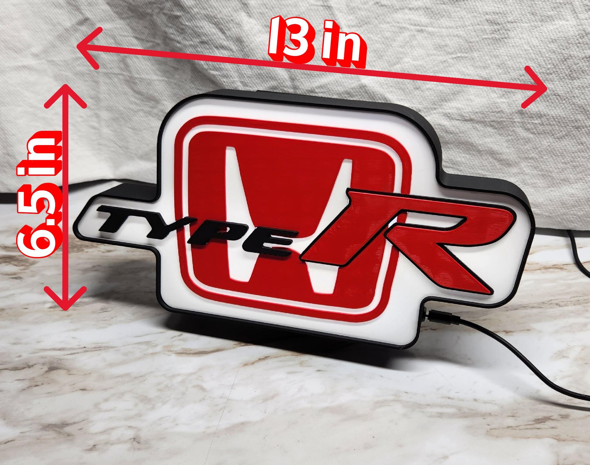 Honda Type-R LED Lightbox Sign: 3D Printed Car Decor