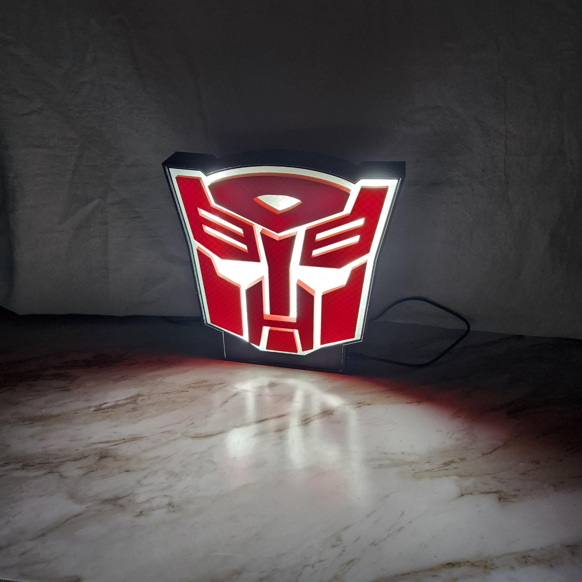 Transformers Autobots Lightbox Night Light for Kids Room – Movie Inspired Collectible Gift & Room Decor