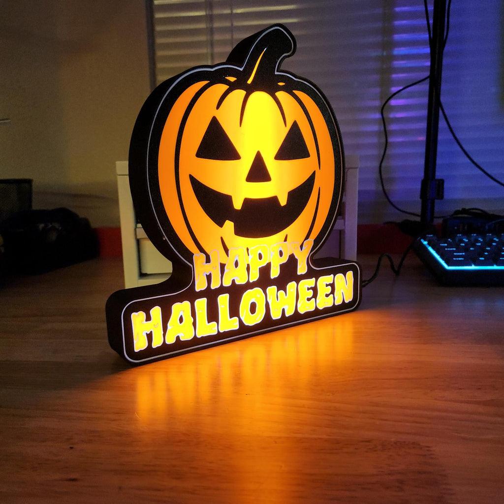 Halloween LED Light Sign – “Happy Halloween” Decoration, USB Powered Glowing Lights