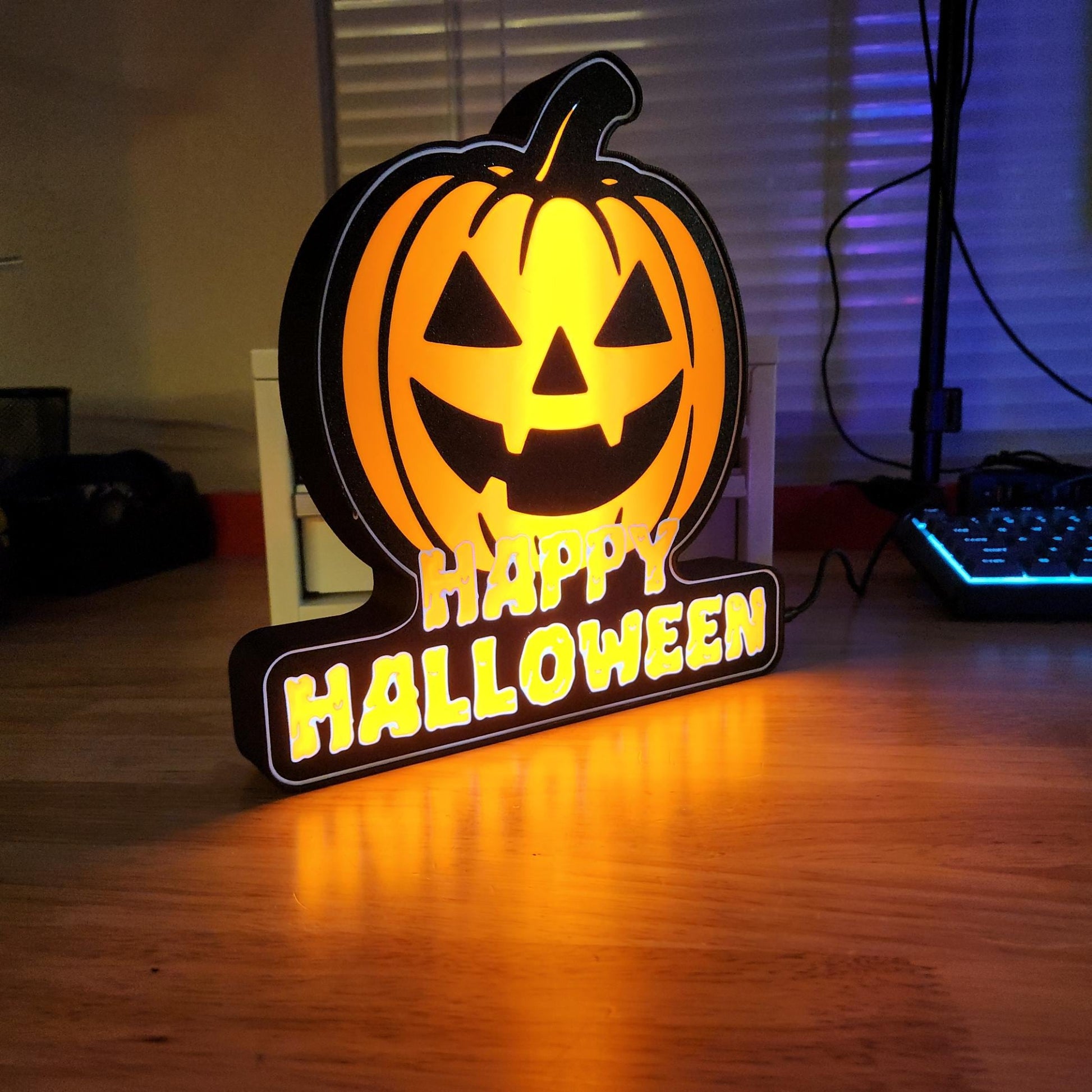 Halloween LED Light Sign – “Happy Halloween” Decoration, USB Powered Glowing Lights