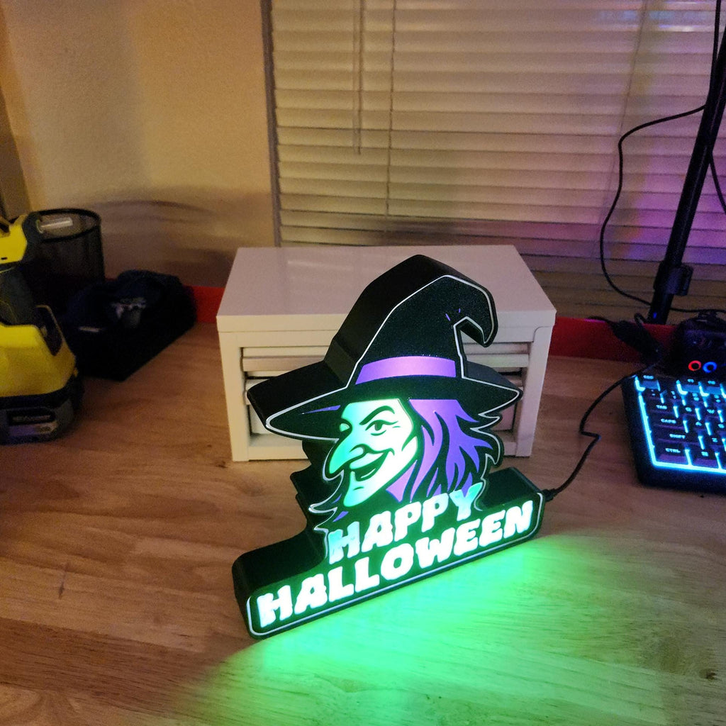 Halloween LED Light Sign – “Happy Halloween” Decoration, USB Powered Glowing Lights