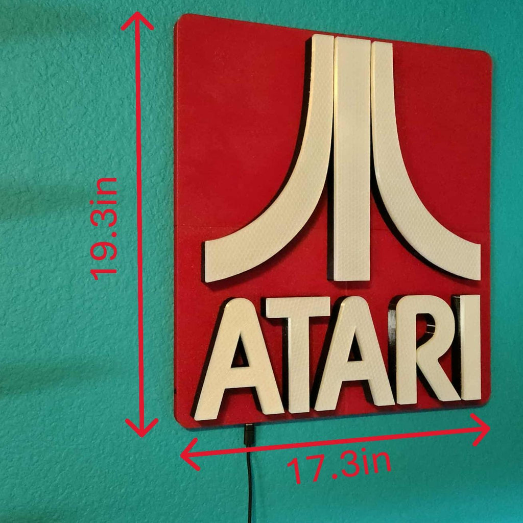 Custom Atari LED Light Sign – Upgraded WLED ESP32 Programmable Lightbox – Retro Gaming Wall Decor