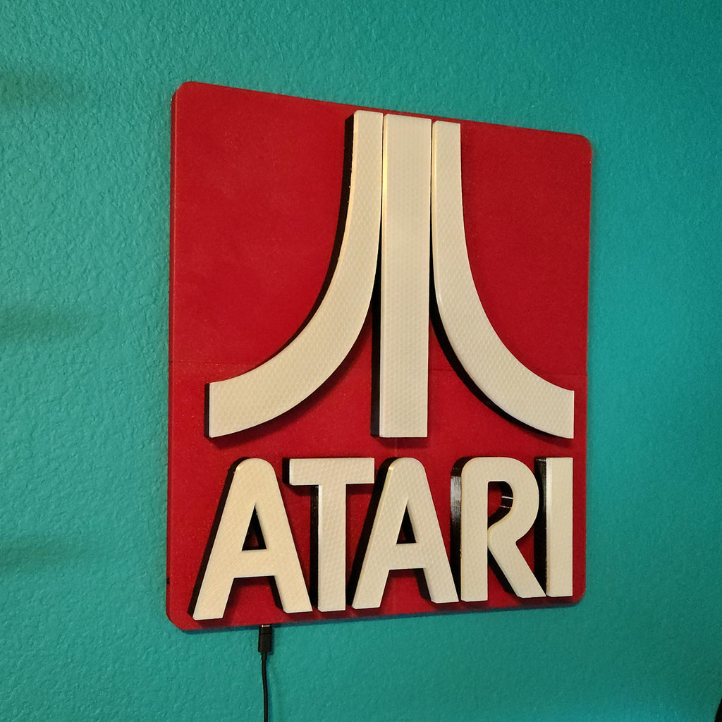 Custom Atari LED Light Sign – Upgraded WLED ESP32 Programmable Lightbox – Retro Gaming Wall Decor