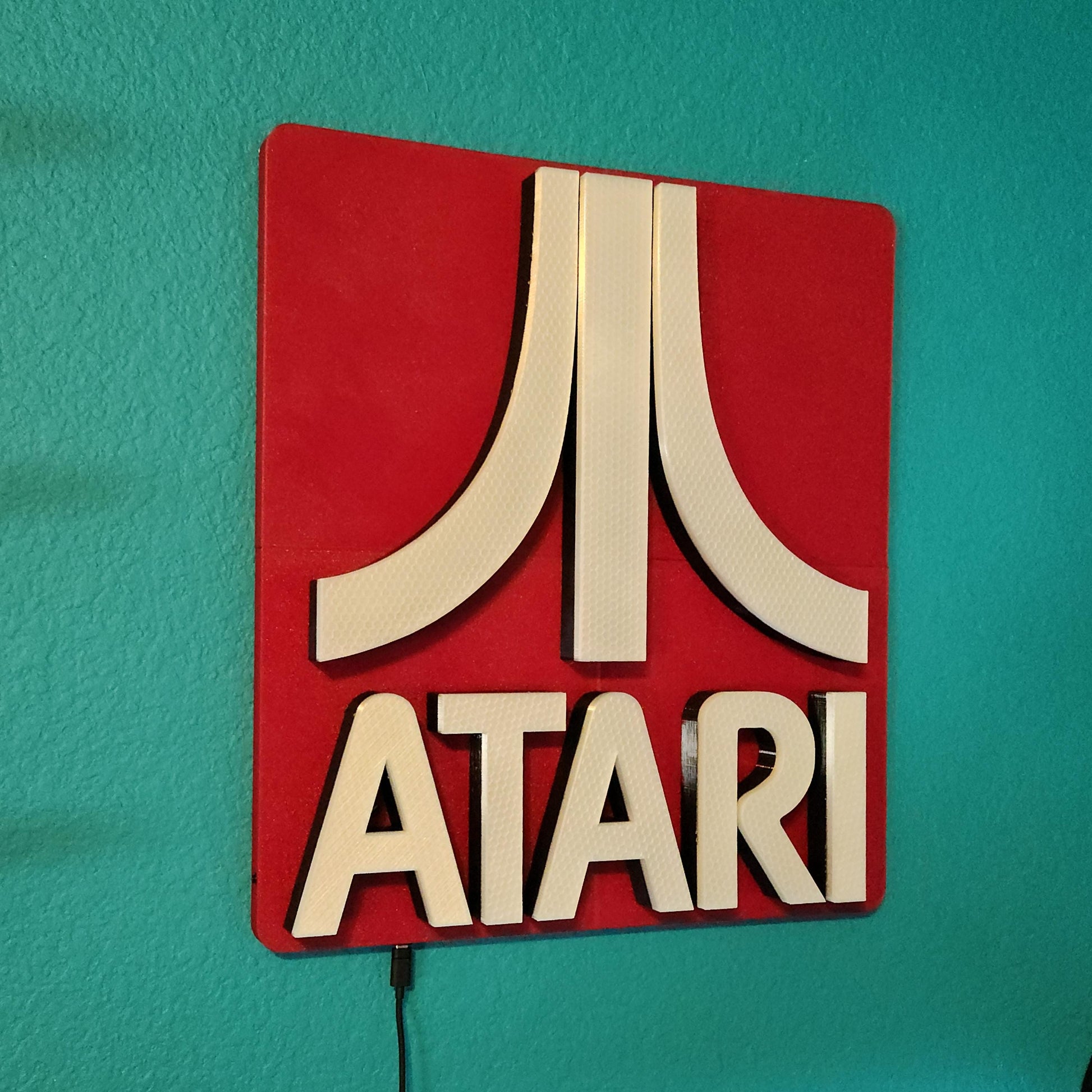 Custom Atari LED Light Sign – Upgraded WLED ESP32 Programmable Lightbox – Retro Gaming Wall Decor