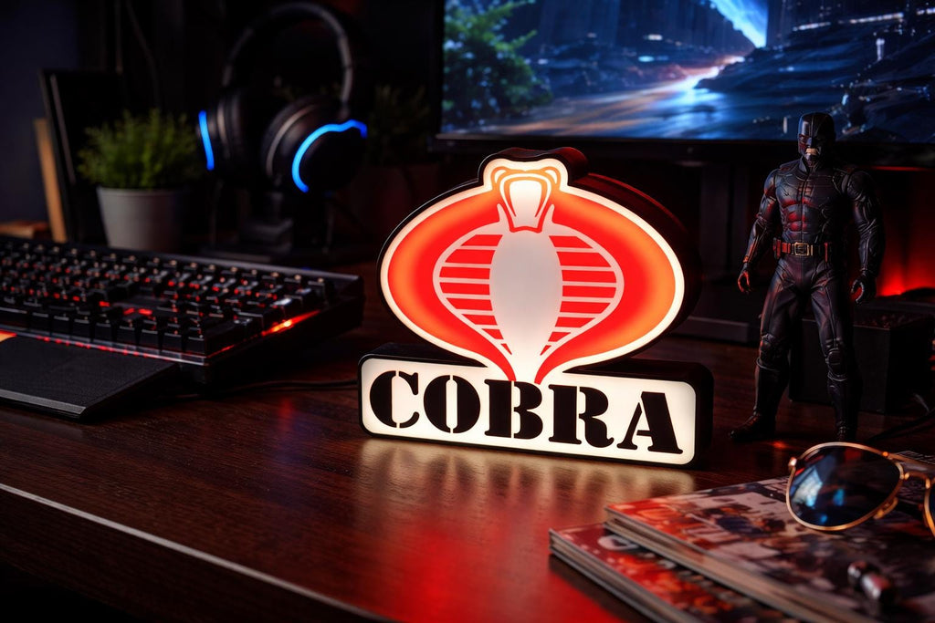 G.I. Joe Cobra LED Light Sign – Cobra Logo Desk Light, USB Powered Wall or Shelf Display, Retro Collectible Decor