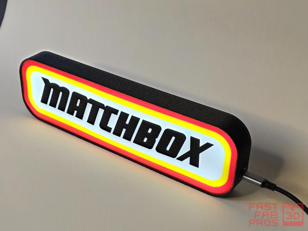 Matchbox LED Light Sign – Retro Logo Desk Light, USB Powered Wall or Shelf Display, Collector Decor