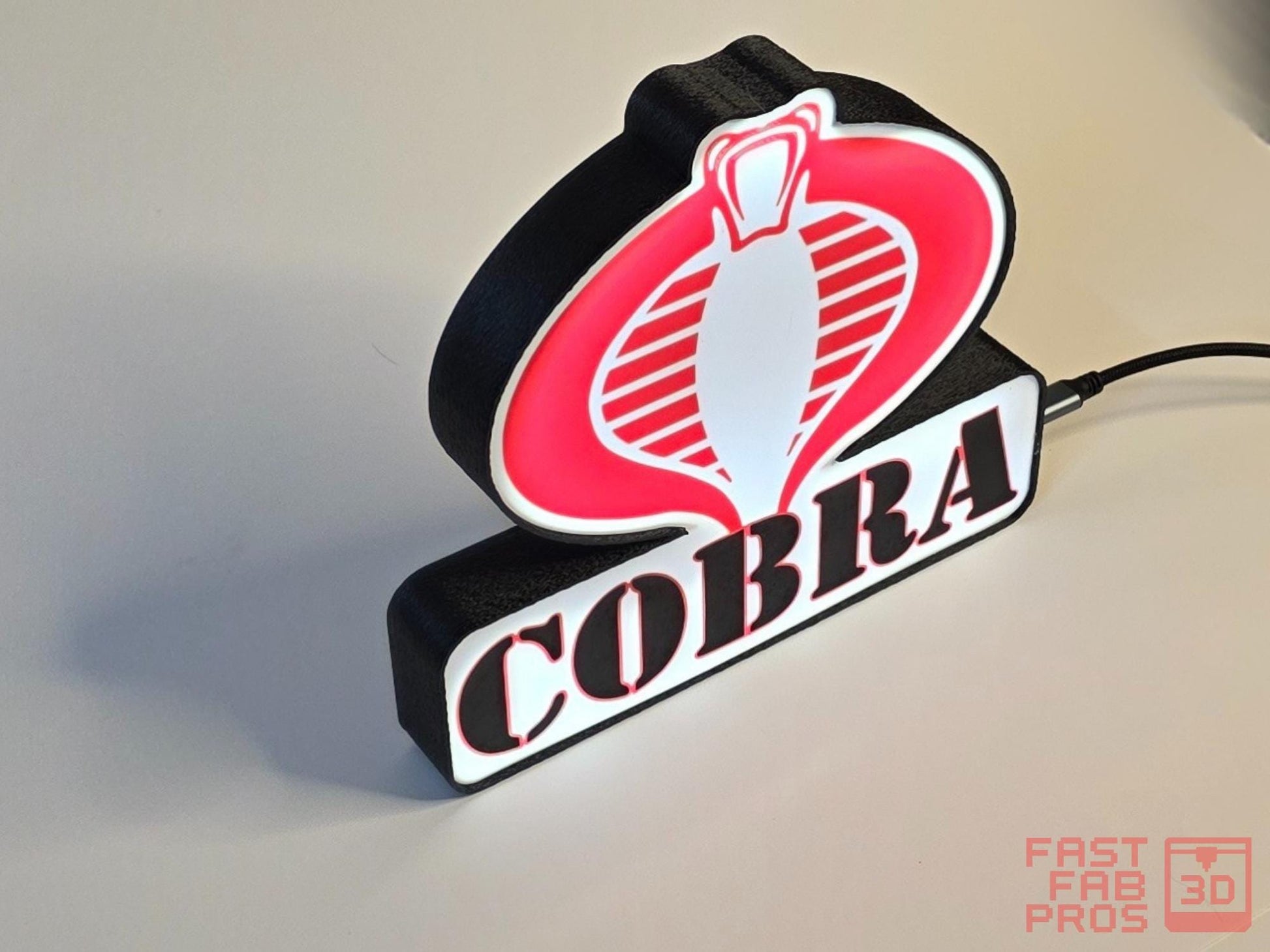 G.I. Joe Cobra LED Light Sign – Cobra Logo Desk Light, USB Powered Wall or Shelf Display, Retro Collectible Decor